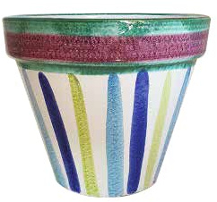 Ceramiche Angela Rinaldi – Vaso in Ceramica di Vietri dipinto a mano Maiolica Design Terracotta Coccio Fioriera (fascia verde e viola, Diametro cm 21 altezza cm 19 kg 1,27)