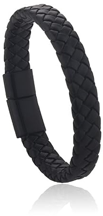 OSOLVE Läderarmband mode punk män läderarmband svart magnetiskt spänne flätat flätat armband par gåva
