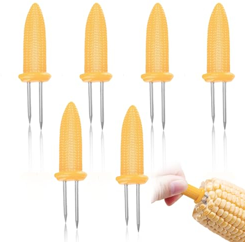 6 Pcs Barbecue Forchettone Spiedini, Acciaio Inox Pannocchie di Mais, Spiedini di Pannocchia, Forchetta in Acciaio Inox, Acciaio Inox Forcella Della Frutta, per Cucina Casalinga, Barbecue, Picnic