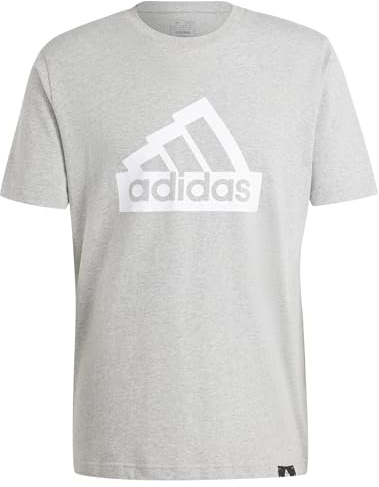 adidas Herren MODERN Essentials Graphic Tee, MEDIUM Grey Heather, S
