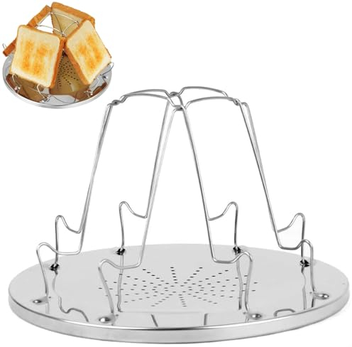 HXSYKJDM Tostapane da Campeggio per fornelli a Gas, tostapane da Campeggio, Vassoio per Toast Pieghevole in Acciaio Inossidabile per fornello a Gas Camper da Viaggio per Picnic all'aperto, 22 × 12,4