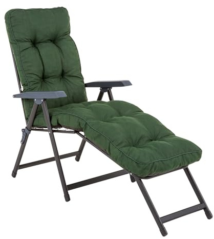 PATIO Grüne Gartenliege mit Auflage Lena Lounger verstellbares Gestell 28 Positionen bis 150 kg belastbar