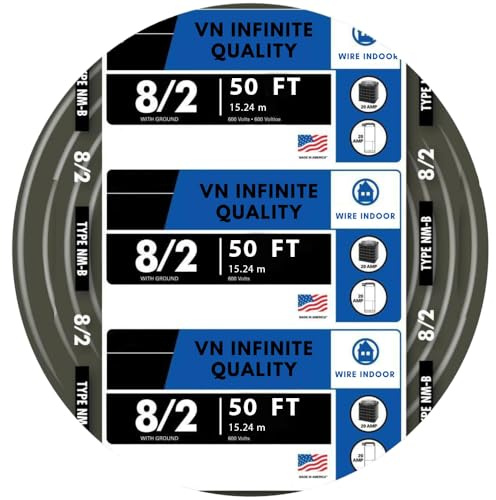 VN Infinite quality 8/2 NM-B Nonmetallic with Ground Sheathed Cable Residential Indoor Wire (50 Ft)