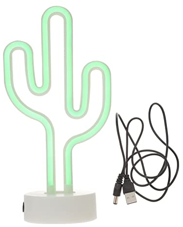 Angoily Lampe De Bureau Led Neon Forme De Cactus Éclairage Décoratif Pour Chambre Et Salon Fonctionnement Usb Sans Piles Ambiance Apaisante
