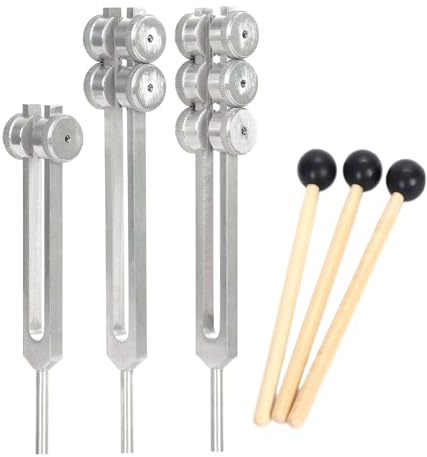 GZPKJ Stimmgabeln Für Heilungsset, 32 Hz/64 Hz/128 Hz Klangheilungsinstrument, Mit Hockey-Puck-Aktivator, Für Chakren, Klangtherapie, Meditation, Medizinische Heilung