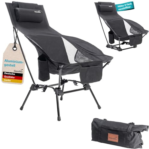 Skandika Campingstol Compact Plus | Campingstol, kan belastas upp till 200 kg, liten, vikbar, liten förpackningsstorlek, vikbar, stabil, lätt, bekväm vadderad | vikstol, fällstol, fiskarstol, utomhus