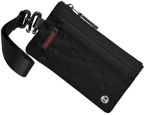 DiULi RFID Kortplånbok Stor, Myntplånbok Plånbok med dragkedja, Smal Plånbok Miniplånbok för kort och kontanter Unisex, RFID-skydd, Svart