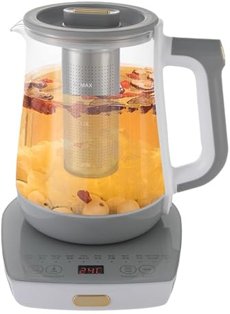 Glass Electric Kettle - 1.8L, 800W 12 Functions Boils Water with Timer & Reservation Iced Tea Maker