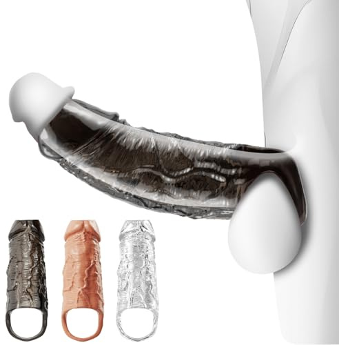 Set 3 pièces — manchons pour pénis en silicone extensible avec anneau testiculaire renforcé, gaine pénienne allongeante et épaississante pour homme, manchon pénis réutilisable