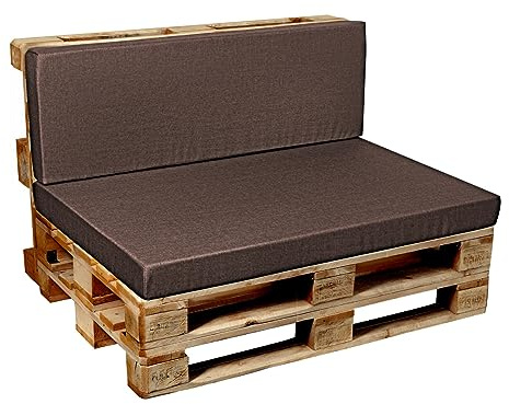 Garden Factory Palettenkissen Palettenauflagen Palettenpolster Sitzkissen, Rückenlehne oder Set, Glatt V2 (Sitzkissen Glatt 120x80, Braun)