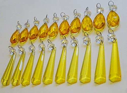 20 Orange Cognac Chandelier Drops Cut Glass Crystals Droplets Prisms Spare Lamp Light Parts Christmas Tree Decorations Wedding Beads