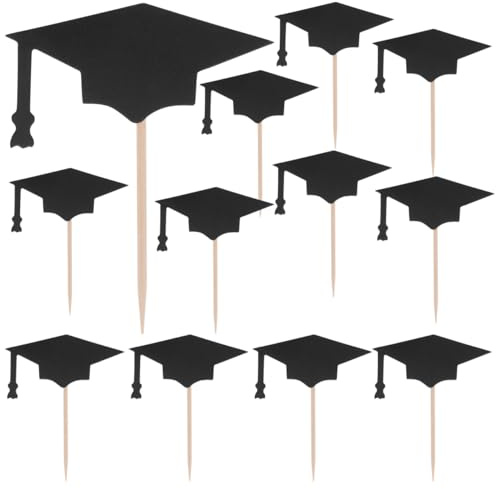 Amosfun Abschluss Konfetti Doktor Hut Kuchen Topper Cupcake Picks Tischkonfetti Streudeko Tischdeko für Graduierung Deko Abschluss Party Dekoration 12 Stücke