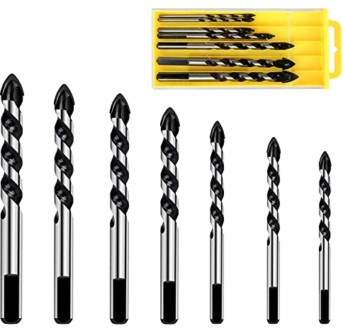 ZFYQ Drill Bits Set for Ceramic Tile, Porcelain, Brick, Glass, Plastic and Wood with Durable Storage Box, 7Pcs