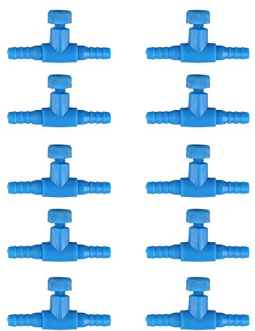 HALJIA 10PCS 2 Way Aquarium Fish Tank Plastic Air Pump Control Valves Blue