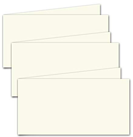 500x faltbares Einlege-Papier für DIN Lang Doppelkarten quer - Creme - 102 x 410 mm (102 x 205 mm gefaltet) - ideal zum Bedrucken mit Tinte und Laser - Mattes Papier von Gustav NEUSER