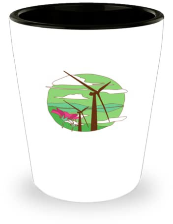 Vaso de chupito divertido molino de viento energía eólica ambiental