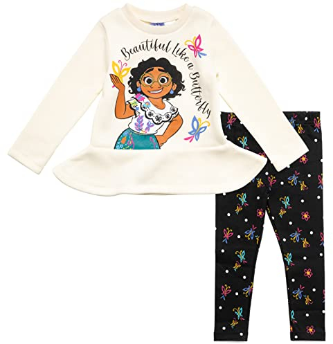 Disney Charme Mirabel Kleine Mädchen Mode Schößchen Fleece Grafik T-Shirt Legging Schwarz/Weiß 6-6X