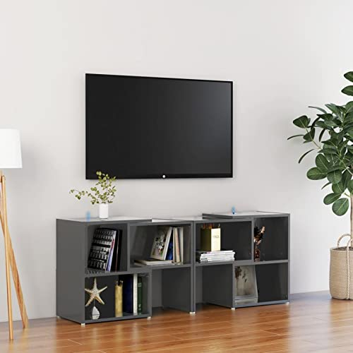 MOONAIRY TV-Schrank, Fernsehtisch, Tv Lowboard, Fernsehschrank, Tv Bank, Tv Table, Tv Kommode, Hochglanz-Grau 104x30x52 cm Spanplatte