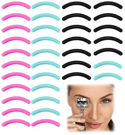 12 Stück Wimpernzange Pads Wimper Pads Silikon Gummi Wimpernzange Ersatz Pads für Universal Wimpernzange mit Einer Klaren Aufbewahrungsbox (chwarz, roserot, mintgrün)