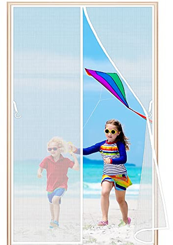 LZHBD Mosquito bees Fly Insect bugs Pest Protection Guard, 165x270cm Chain, Full Size, Heavy Duty Curtain, Pet friendly, for House, French Doors, White L