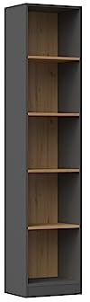 VBChome Standregal 50 x 182 x 30 cm Büroregal mit 5 Fächern Bücherregal Bücherschrank Holzwerkstoff Mehrzweckschrank für Flur Schlafzimmer Wohnzimmer Eiche Artisan - Antrazit Breite 50 cm