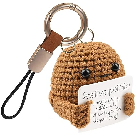 JUAEYIDDS Positive Potato Mini Kartoffelspielzeug Handgemachter Schlüsselanhänger Auto Schlüsselring Pocket Hug Mini Plüsch Wolle Kartoffel Christmas Geburtstagsgeschenk Partydekoration (P)