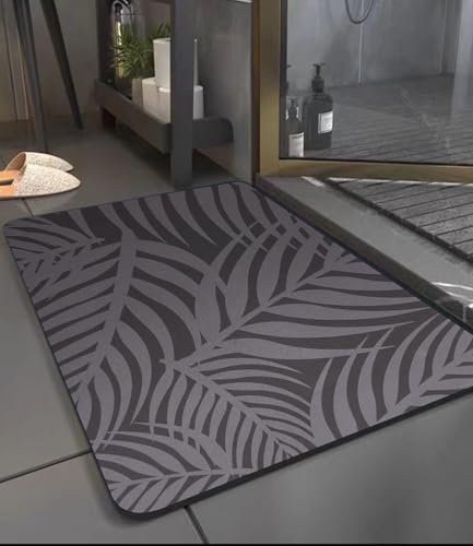 40x60cm Badematte Rutschfester, Badezimmerteppich Badvorleger | Absorbierender Schnelltrocknend Badezimmermatte, Badvorleger Saugfähig Saugstark Mikrofaser Badematte, Waschbar(Grau)