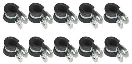 10 Stück 8 mm Metall-P-Clips mit Gummi ausgekleidete Verdrahtungsschlauch-Rohrschelle, hydraulische Bremsgasleitungsrohr-Befestigungsschelle