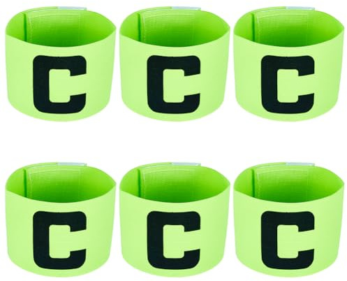 CREATCABIN 6 Stück Kapitänsbinde,Verstellbares Nylonarmband,Fußball,Fußballspieler,Handgelenk,Anti-Drop-Armbänder Für Erwachsene,Jugendliche,Laufen,Radfahren,Training,Joggen,Reisen,32x6.4cm,Grün