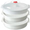 SPORWAY Set di 3 piatti a microonde con coperchio: 3 scomparti, scatola portaoggetti, stoviglie per riscaldare, 3° piano con ventilazione