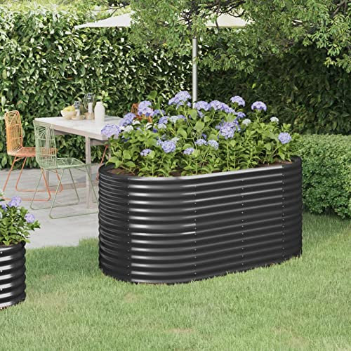 ARKEM Lit surélevé de Jardin Acier Enduit de Poudre Anthracite,Bordure Pierre,Kit Gabion,Gabion Jardiniere