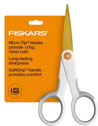 Fiskars Micro-Tip Schere, SoftGrip Präzisionsschneideschere, Titan-Klingen, 12,7 cm