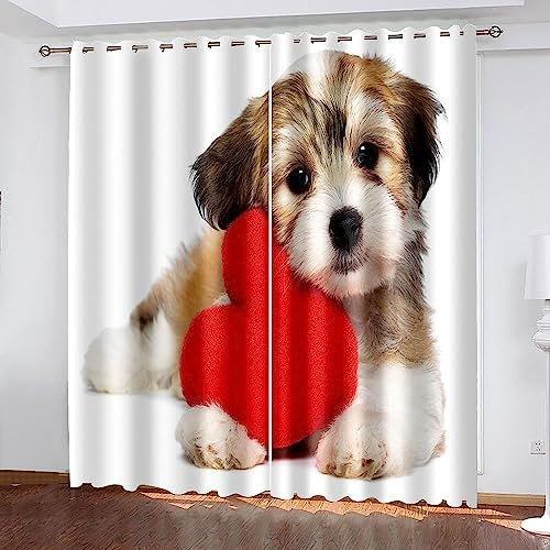 Verdunkelungsvorhänge Kräuselband Tierischer Hund Set Kindergardinen Mädchen Verdunkelungsvorhänge Mit Ösen Blickdichter Kinderzimmer Schlafzimmer Vorhang-2Z0Q2Q6U9A1