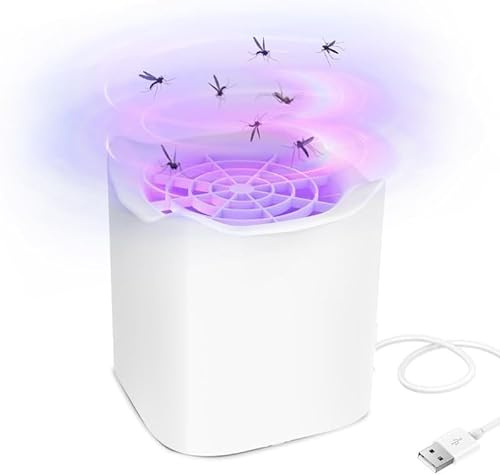 Insektenvernichter, USB Elektrischer Elektrisch Fliegenfalle, Mückenfalle Mückenlampe, Moskito Killer Lampe mit Licht, Fruchtfliegenfalle für küche Innen Außen,Weiß