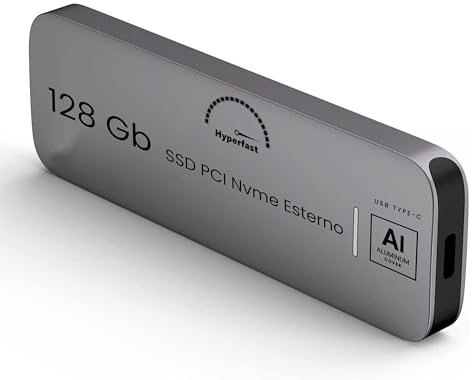SSD esterno portatile da 128 Gb, fino a 1050 MB/s Unità a stato solido esterna USB 3.2 Gen2 ultra veloce Mini SSD esterno USB-C per laptop, dispositivi di tipo C, garanzia Italiana
