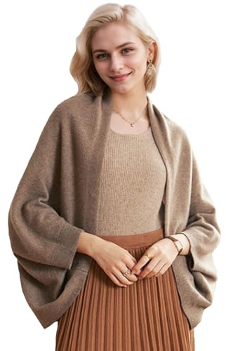 Elegant Cashmere Shawl Wraps Soft Cardigan Sweaters Wool Shawl Wraps Soft Pashmina Scarf with Sleeves for Women