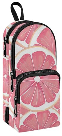 Federmäppchen mit großem Fassungsvermögen, Stifteetui mit Fach für Schüler, Schultasche, Schreibwaren-Organizer, Stifteetui, Marker-Etui für Schule, Büro, Arbeit, Rosa, Pinke Grapefruitscheiben,
