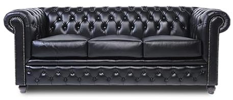 Original Chesterfield Sofa - Modell Brighton FT | The Chesterfield Brand | Handgefertigt aus 100% Echtleder | Klassische englische Farben | 12 Jahre Garantie (English Shiny Black)