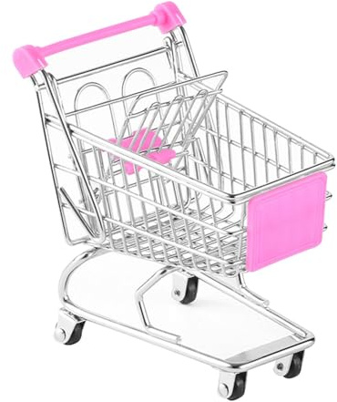 F Fityle Mini Chariot de Courses, Chariot de Rangement, Jouet de supermarché, Chariot à Main en métal, Jouet Multi-Usage, Ornement décoratif Mignon, Jouet de, Rose Rouge