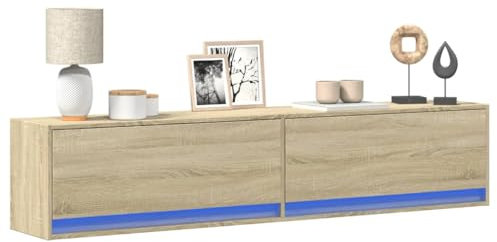 Homgoday Sonoma Ek LED Väggmonterad TV-skåp 180 x 31 x 38 cm, TV-ställ Bänkskåp för TV-bord för vardagsrum industriellt TV-ställ vardagsrum