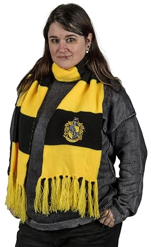 AAA Merchandise Harry Potter Hufflepuff Schal – Auffällige gelbe und schwarze Streifen, Weiches Strick-Winteraccessoire für Erwachsene und Teenager, Cosplay oder Geschenk für Fans