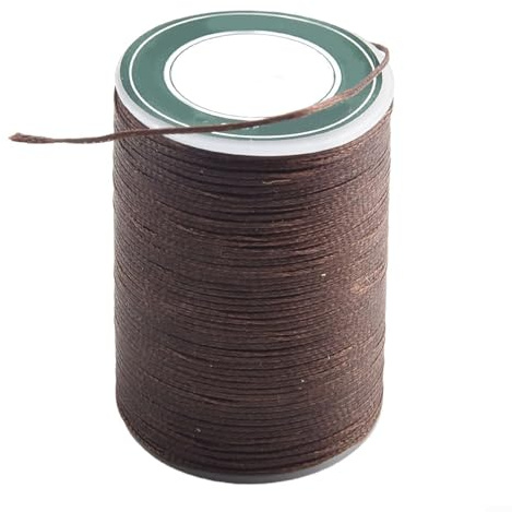 Fil ciré très résistant, longueur 78 m, diamètre 0 8 mm, pour artisanat du cuir et couture (marron foncé)