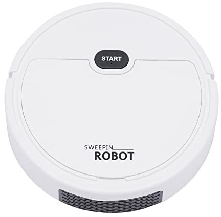 Robot Aspirador con Cambio Automático De Dirección, Robot Aspirador y Trapeador 3 En 1, Tiempo De Funcionamiento De 30 Minutos para Pisos Duros, Alfombras y Pelos De Mascotas, Blanco