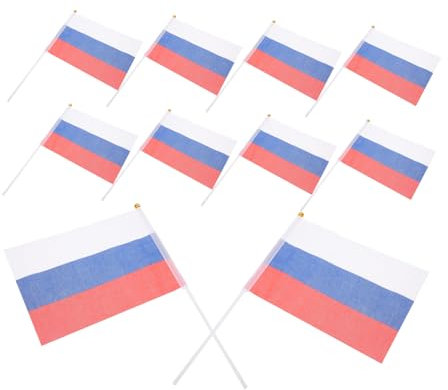 20 Stück Russische Flagge Handgehalten Kleine Mini Russische Stab Flagge Runde Spitze Nationale Land Party Dekoration Für Paraden Festival Veranstaltungen Schreibtisch