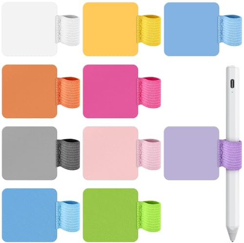 Alethron Stiftschlaufe Selbstklebend, 10 Stück Stifthalter Notizbuch, PU Leder Pen Loop Leuchtturm Stiftschlaufe mit Elastische Schlaufe Stiftehalter für Notizbuch Tagebuch Kalender Tablet 10 Farben