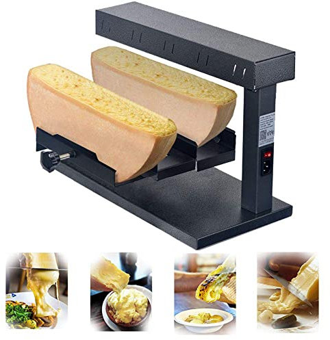 Electric Raclette Cheese Grill Melter with Double Heating Area - Commercial Cheese Melter for Rapid Heating and Traditional Raclette Melting