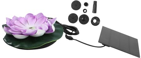 KONTONTY Fontaine Solaire Lotus Flottante pour Jardin Décoration de Cour Pompe à Eau Solaire Nénuphars Artificiels Fonctionnement Automatique Fil