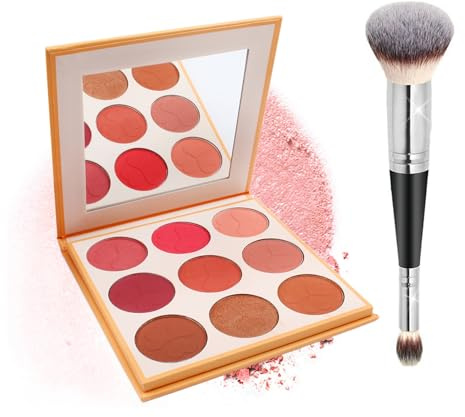 Kivinia Palette Contouring Viso 9 Colori, Trucchi Set con Pennelli Trucco, Palette Fard Correttori Ombretti e Blush, Set Trucco Donna Impermeabili a Lunga Durata, Set Trucchi Bambina