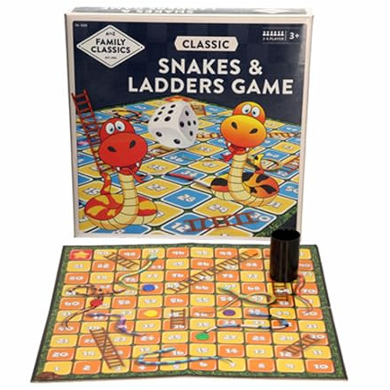 A2Z 4 Kids Classic Snakes and Ladders Game 2-6 Players Family Board with Folding Colourful Board Dice & Counters Fun Educational Counting for Kids Boys & Girls Ages 3+