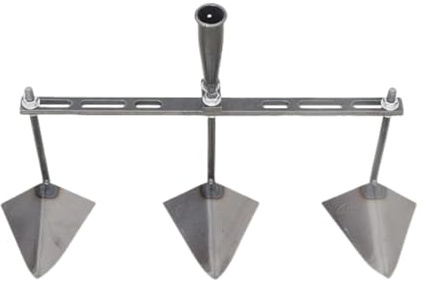 Gralara Zappa da Giardino con Testa Triangolare, aratro Manuale, Zappa, attrezzo da Giardino in Acciaio per Cortile, spaziatura Regolabile per Giardiniere, 50 Cm Tre Teste